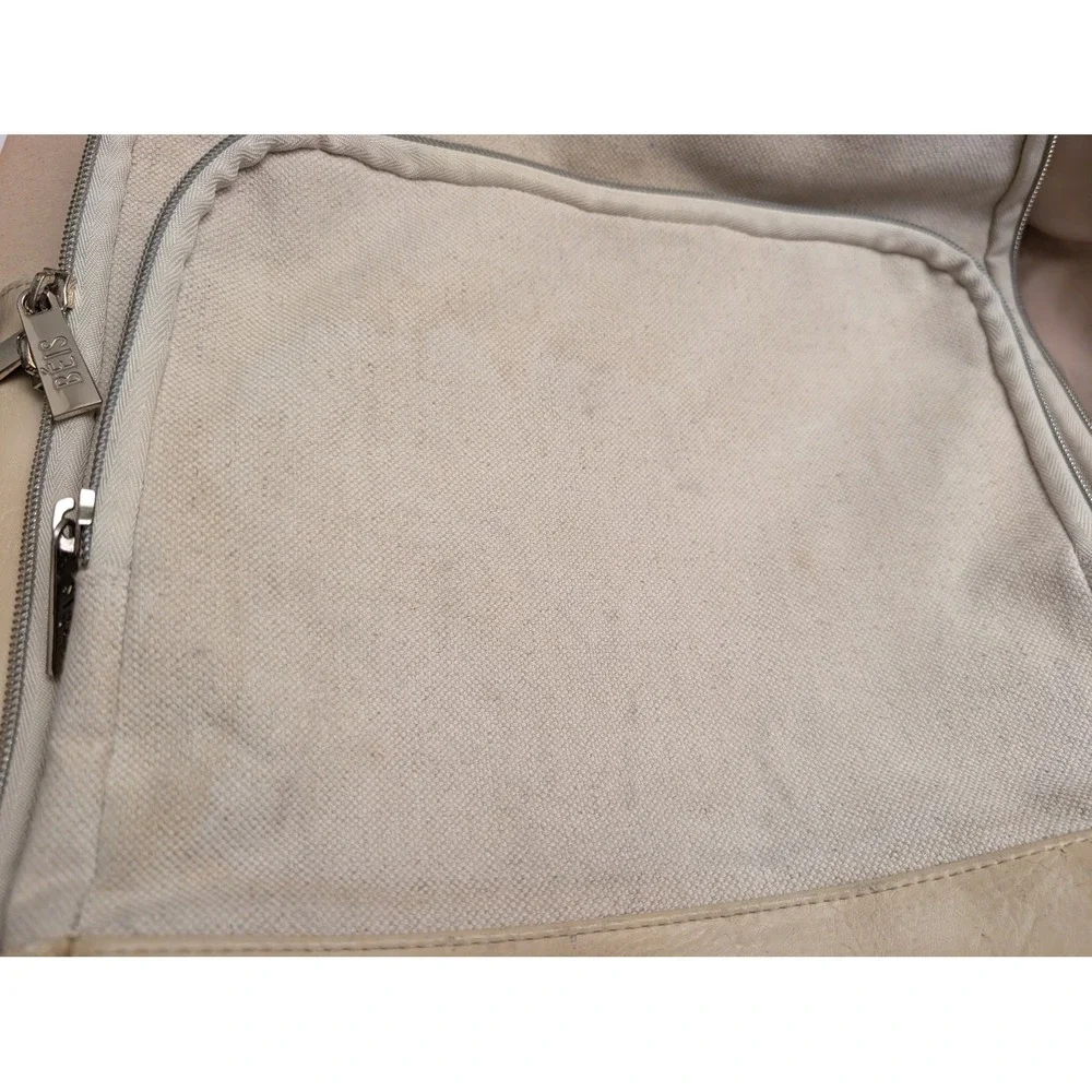 READ* BEIS The Travel Backpack Beige Canvas Commuter Bag Carry On FLAWED*